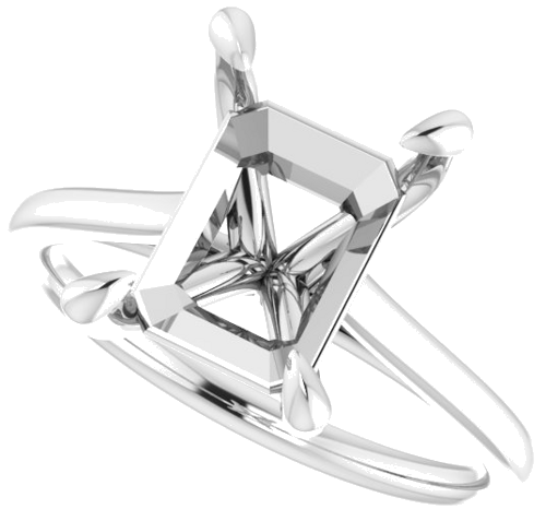 Platinum  10x8 mm Emerald Solitaire Engagement Ring Mounting (5)