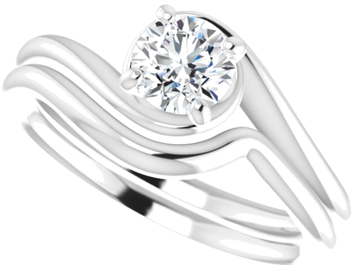 Sužadėtuvių Žiedas „Solitaire“ 585 Baltojo Aukso Round 5.2mm (10)