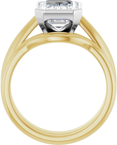 Sužadėtuvių Žiedas „Bezel-Set Solitaire“ 14k yellow/white gold Emerald 10mm x 7mm (7)