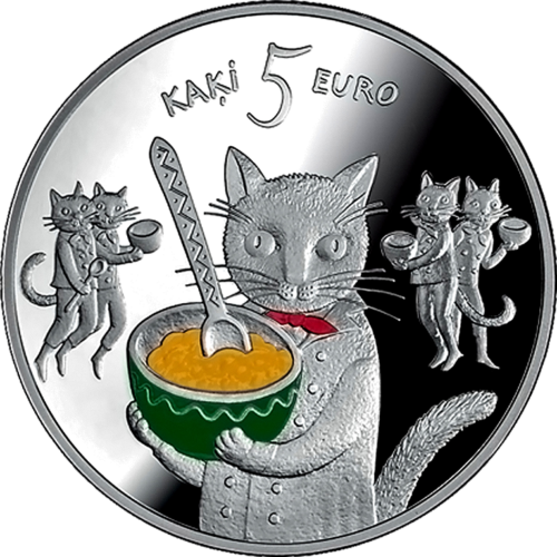 2015 Латвия Сказки Пять котов серебряная монета 5 евро (1)