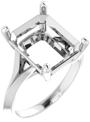 Sužadėtuvių Žiedas „Solitaire Split Shank“ 14k white gold Emerald 12mm x 10mm (1)