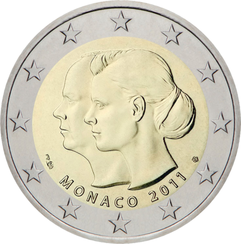2011 Monakas Karališkosios Vestuvės 2 eurų moneta (1)