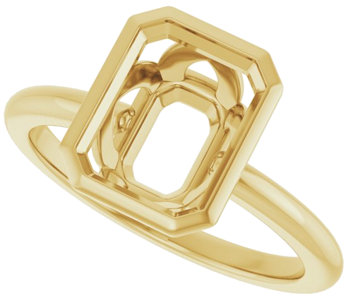 Sužadėtuvių Žiedas „Bezel-Set“ 10k yellow gold Emerald 9mm x 7mm (5)