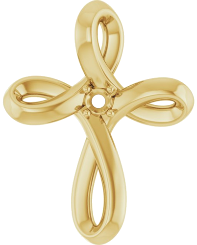 14K Yellow 1.5 mm Round Cross Pendant Mounting (1)