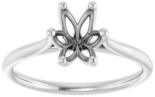 14K White 8x6 mm Oval Engagement Ring Mounting (3)