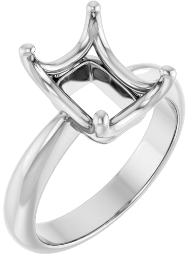 Sužadėtuvių Žiedas „Solitaire Crown-Inspired“ 14k white gold Emerald 10mm x 8mm (1)
