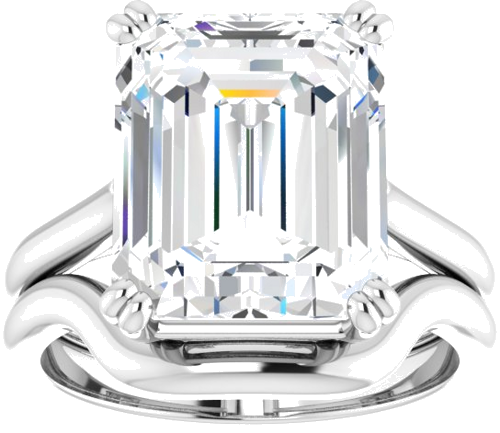 Platinum 12x10 mm Emerald Solitaire Engagement Ring Mounting (8)