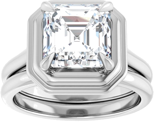 Sužadėtuvių Žiedas „Claw-Prong Solitaire“ 14k white gold Asscher 8mm (8)