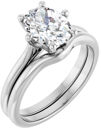 Sužadėtuvių Žiedas „Solitaire“ 14k white gold Oval 9mm x 7mm (6)
