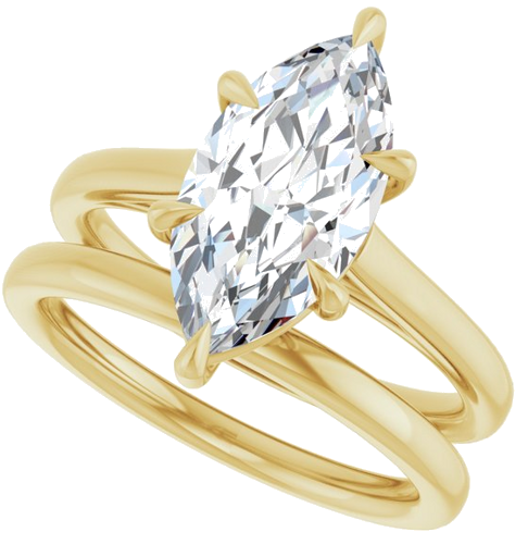 Sužadėtuvių Žiedas „Claw-Pong“ 10k yellow gold Marquise 14mm x 7mm (10)
