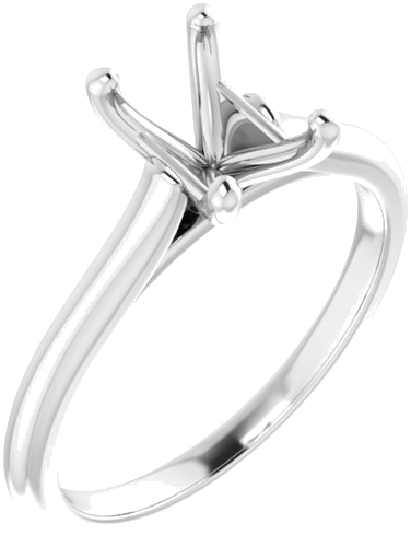 14K White 7x5 mm Emerald Solitaire Engagement Ring Mounting (1)