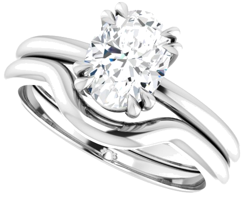 14K White 8x6 mm Oval Solitaire Engagement Ring Mounting (10)