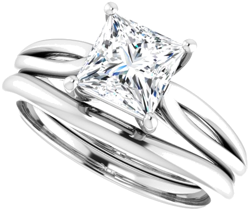 Sužadėtuvių Žiedas „Solitaire“ 585 Baltojo Aukso Square 6mm (10)