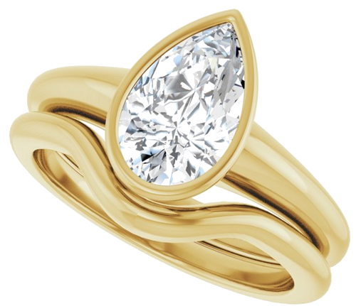 Sužadėtuvių Žiedas „Bezel-Set Solitaire“ 14k yellow gold Pear 10mm x 6mm (10)