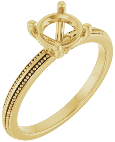Sužadėtuvių Žiedas „Solitaire Milgrain“ 14k yellow gold Round 6.5mm (1)