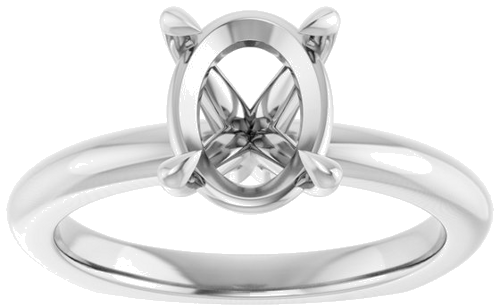 Sužadėtuvių Žiedas „Claw-Prong Euro Shank“ 14k white gold Oval 9mm x 7mm (3)