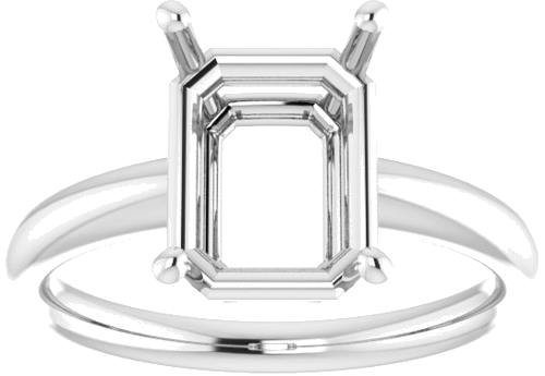 14K White 10x8 mm Emerald Engagement Ring Mounting (3)