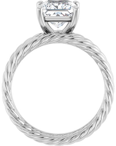 Sužadėtuvių Žiedas „Solitaire Rope“ 18k white gold Square 6.5mm (7)