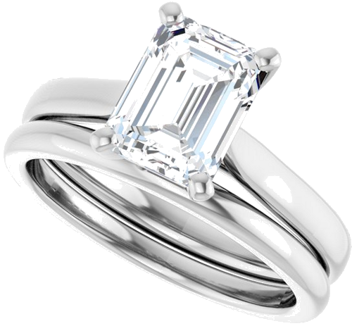 Sužadėtuvių Žiedas „Solitaire“ 950 Platinos Emerald 8mm x 6mm (10)