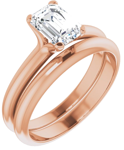 Sužadėtuvių Žiedas „Solitaire“ 14k rose gold Emerald 7mm x 5mm (6)