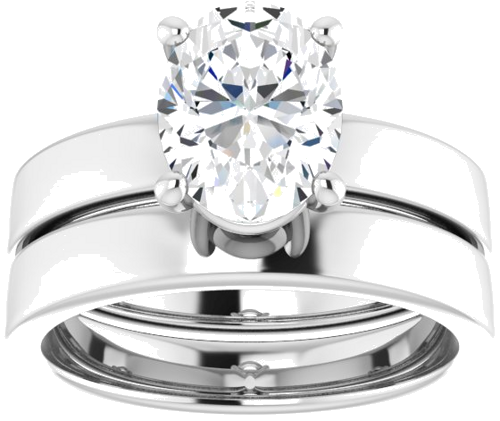 Sužadėtuvių Žiedas „Solitaire“ 10k white gold Oval 9mm x 7mm (8)