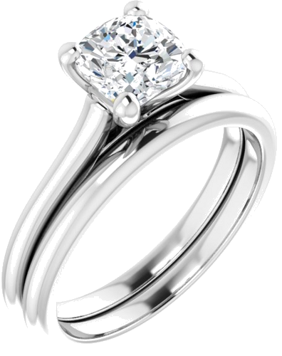 Sužadėtuvių Žiedas „Solitaire“ 585 Baltojo Aukso Cushion 6mm (6)