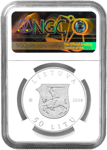 2008 Lithuania St. Casimir 50 litas silver coin PF 70 ULTRA CAMEO (2)