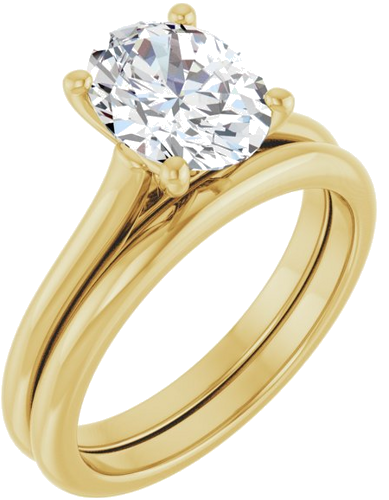 Sužadėtuvių Žiedas „Solitaire“ 585 Geltonojo Aukso Oval 9mm x 7mm (6)