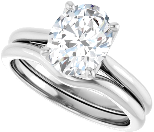 14K White  9x7 mm Oval Solitaire Engagement Ring Mounting (10)