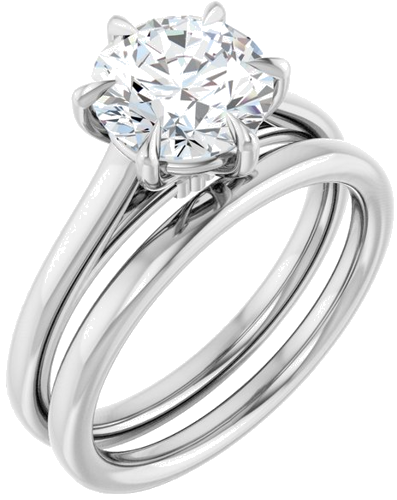 Sužadėtuvių Žiedas „Claw-Pong“ 14k white gold Round 8mm (6)