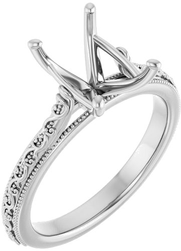 Sužadėtuvių Žiedas „Solitaire Sculptural“ 14k white gold Emerald 9mm x 7mm (1)