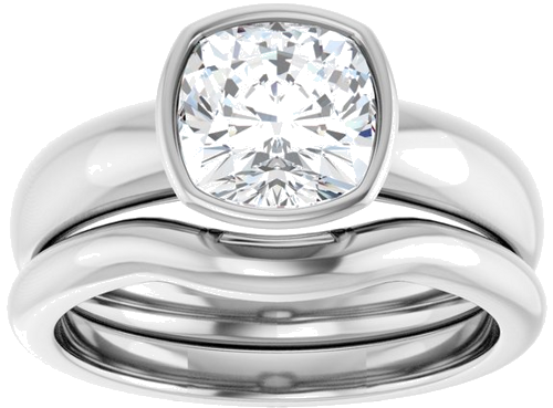 Sužadėtuvių Žiedas „Bezel-Set Solitaire“ 14k white gold Cushion 7mm (8)