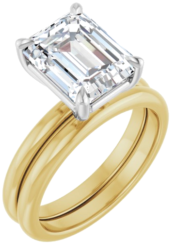 14K Yellow White 10x8 mm Emerald Solitaire Engagement Ring Mounting (6)