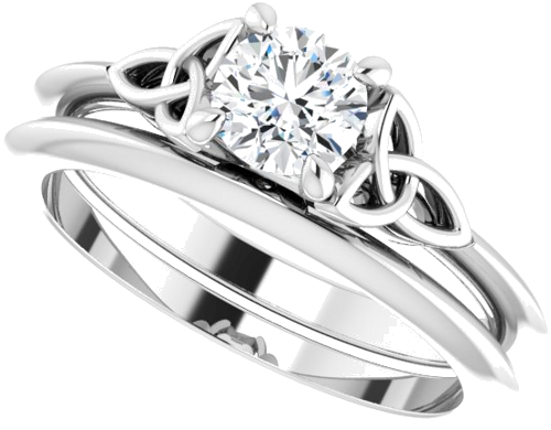 Sužadėtuvių Žiedas „Solitaire Celtic-Inspired“ 14k white gold Round 5.2mm (10)