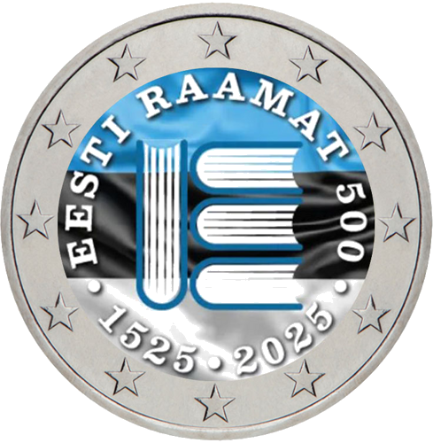 2025 Estų literatūros 500-metis 2 eurų moneta (spalvota) (1)