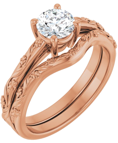 Sužadėtuvių Žiedas „Solitaire“ 10k rose gold Round 5.5mm (6)