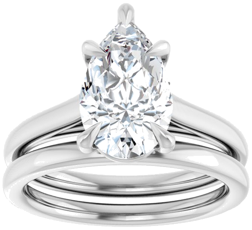 Sužadėtuvių Žiedas „Claw-Pong“ 14k white gold Pear 11.5mm x 7mm (8)