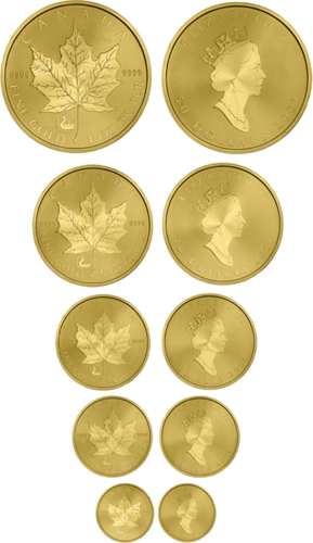 1,9 oz Канада 2001 Наследие викингов Кленовый лист Набор золотых монет (2)