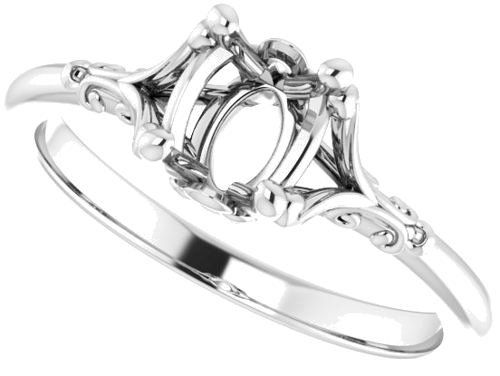 Sužadėtuvių Žiedas „Solitaire“ 585 Baltojo Aukso Oval 7mm x 5mm (5)