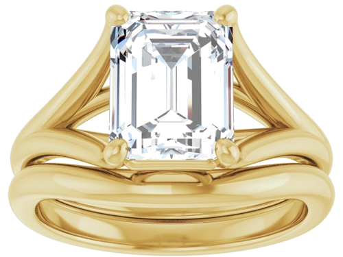 14K Yellow 9x7 mm Emerald Solitaire Engagement Ring Mounting (8)