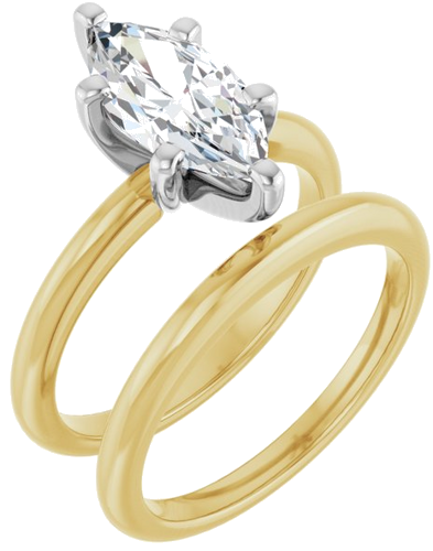 Sužadėtuvių Žiedas „Solitaire“ 585 Baltojo Ir Geltonojo Aukso Marquise 12mm x 6mm (6)