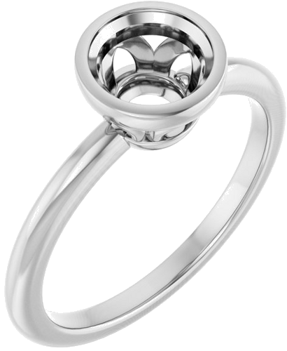 Sužadėtuvių Žiedas „Bezel-Set“ 14k white gold Round 6.5mm (1)