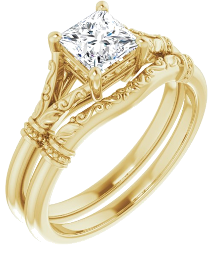 Sužadėtuvių Žiedas „Sculptural“ 14k yellow gold Square 5mm (6)