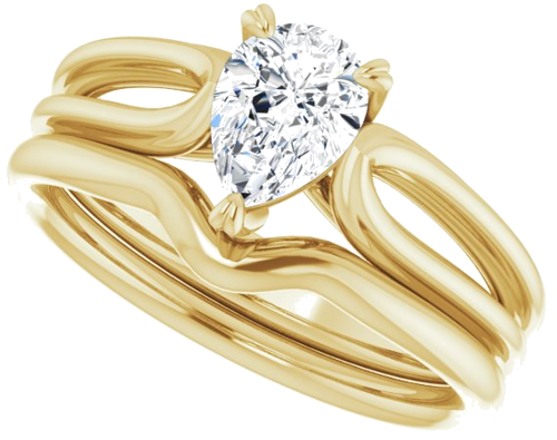 Sužadėtuvių Žiedas „Solitaire“ 585 Geltonojo Aukso Pear Shape 7mm x 5mm (10)