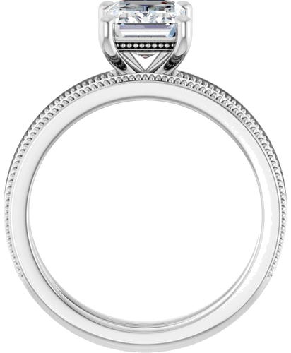 Sužadėtuvių Žiedas „Solitaire Milgrain“ 14k white gold Emerald 8mm x 6mm (7)