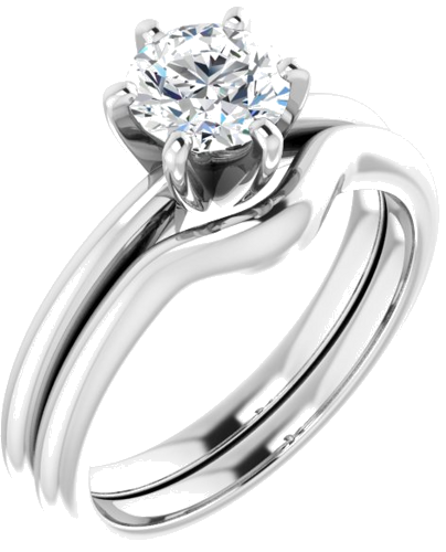 14K White 6 mm Round Solitaire Engagement Ring Mounting (6)