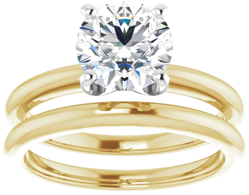 Sužadėtuvių Žiedas „Solitaire“ 750 Geltonojo Aukso Ir 950 Platinos Round 7.4mm (8)