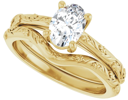 14K Yellow 7x5 mm Oval Solitaire Engagement Ring Mounting (10)