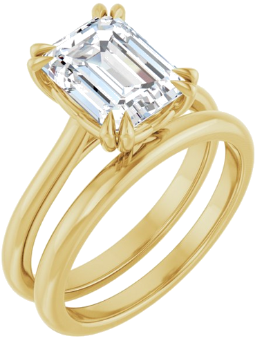 Sužadėtuvių Žiedas „Double Claw-Prong“ 10k yellow gold Emerald 9mm x 7mm (6)
