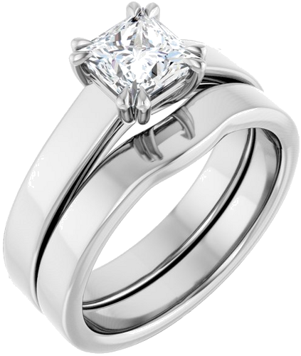 Sužadėtuvių Žiedas „Double Claw-Prong Solitaire“ 14k white gold Square 5.5mm (6)